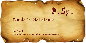 Manák Szixtusz névjegykártya